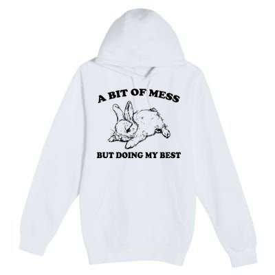A Bit Of A Mess But Doing My Best Retro Funny Rabbit Premium Pullover Hoodie