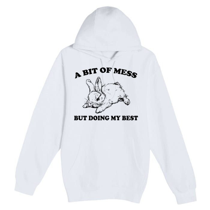 A Bit Of A Mess But Doing My Best Retro Funny Rabbit Premium Pullover Hoodie