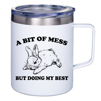 A Bit Of A Mess But Doing My Best Retro Funny Rabbit 12oz Stainless Steel Coffee Mug