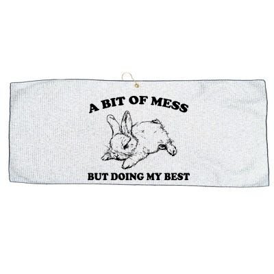 A Bit Of A Mess But Doing My Best Retro Funny Rabbit Large Microfiber Waffle Golf Towel