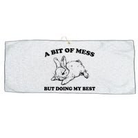 A Bit Of A Mess But Doing My Best Retro Funny Rabbit Large Microfiber Waffle Golf Towel