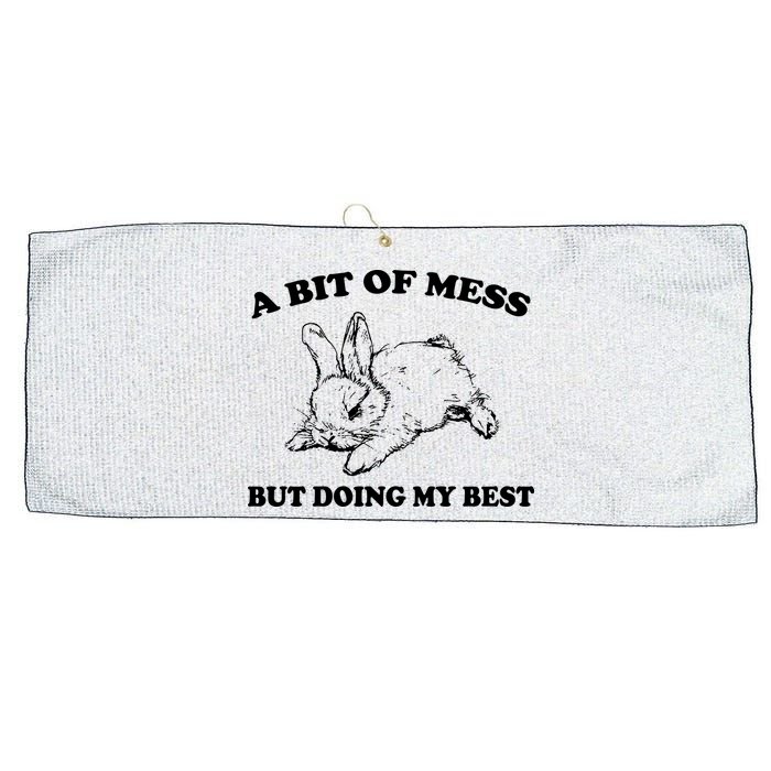 A Bit Of A Mess But Doing My Best Retro Funny Rabbit Large Microfiber Waffle Golf Towel