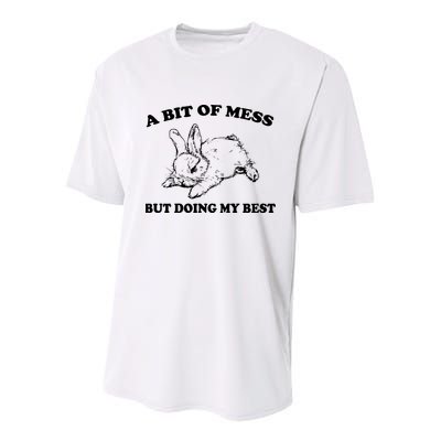 A Bit Of A Mess But Doing My Best Retro Funny Rabbit Youth Performance Sprint T-Shirt