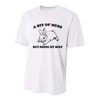 A Bit Of A Mess But Doing My Best Retro Funny Rabbit Youth Performance Sprint T-Shirt