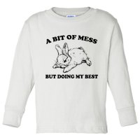 A Bit Of A Mess But Doing My Best Retro Funny Rabbit Toddler Long Sleeve Shirt