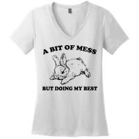 A Bit Of A Mess But Doing My Best Retro Funny Rabbit Women's V-Neck T-Shirt