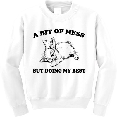 A Bit Of A Mess But Doing My Best Retro Funny Rabbit Kids Sweatshirt