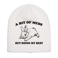 A Bit Of A Mess But Doing My Best Retro Funny Rabbit Short Acrylic Beanie
