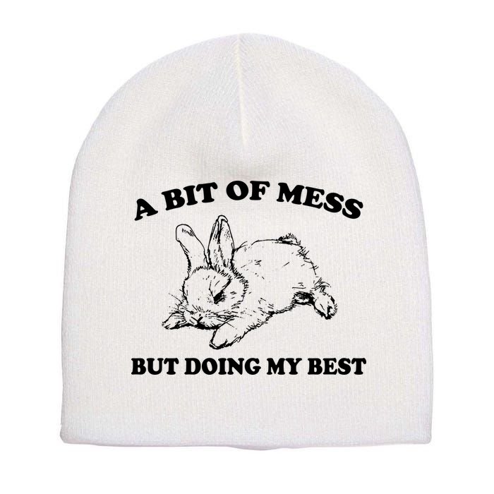 A Bit Of A Mess But Doing My Best Retro Funny Rabbit Short Acrylic Beanie