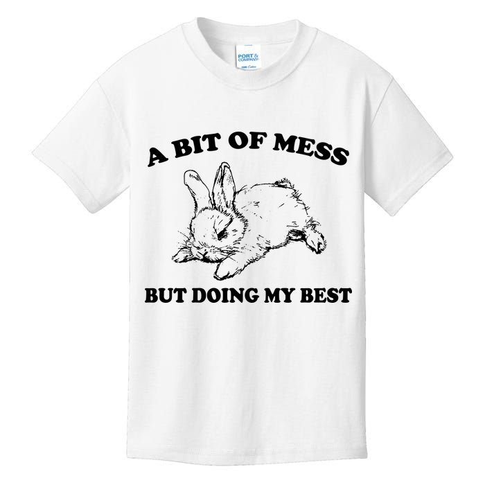A Bit Of A Mess But Doing My Best Retro Funny Rabbit Kids T-Shirt