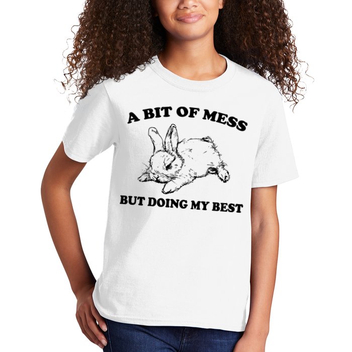 A Bit Of A Mess But Doing My Best Retro Funny Rabbit Kids T-Shirt