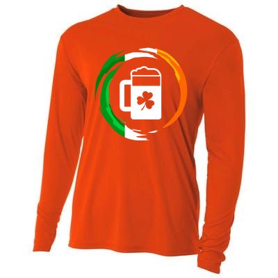 Abstract Beer Of Saint Patrick Day Illustration Gift Cooling Performance Long Sleeve Crew