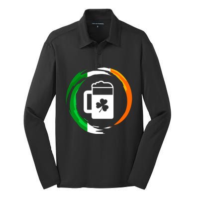 Abstract Beer Of Saint Patrick Day Illustration Gift Silk Touch Performance Long Sleeve Polo