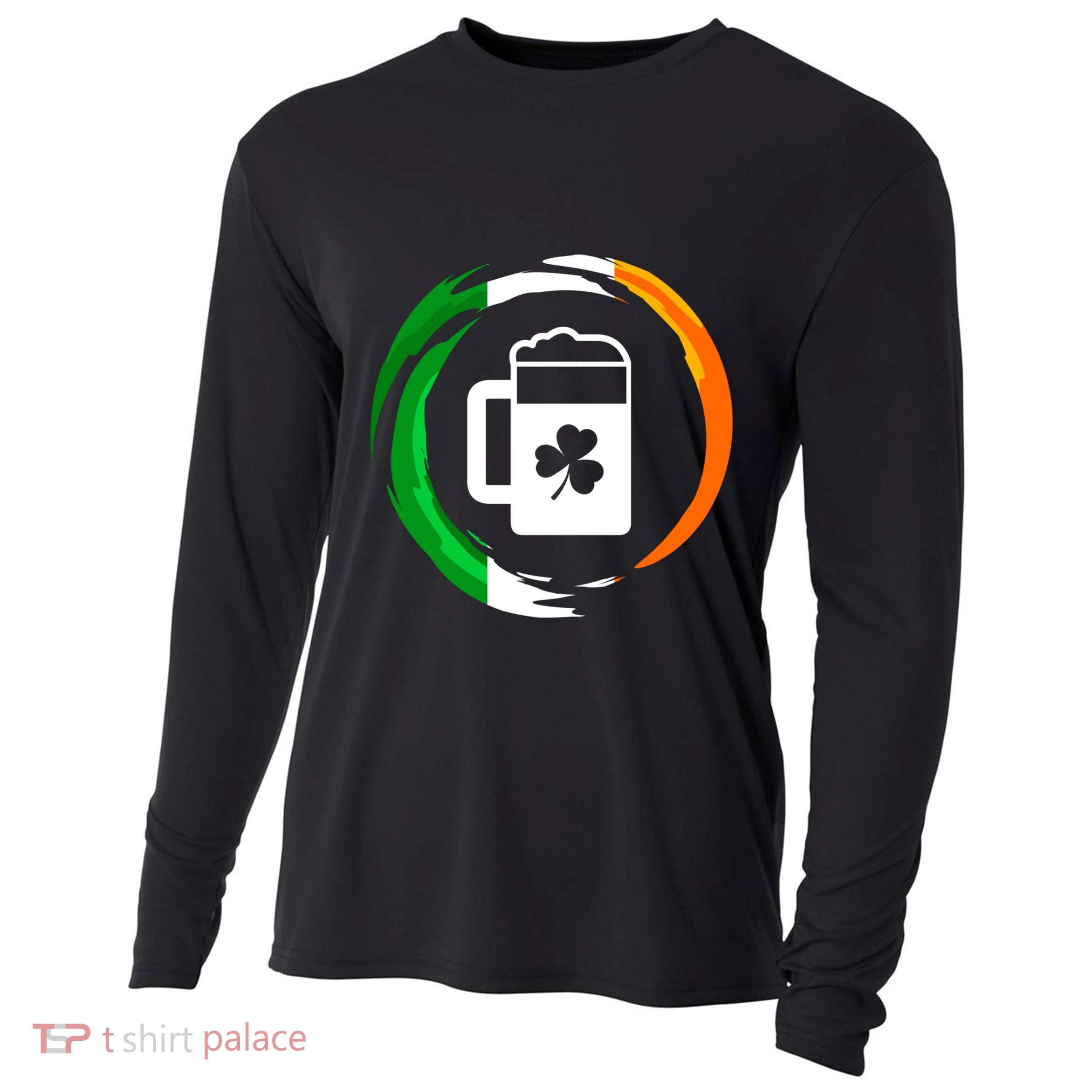 Abstract Beer Of Saint Patrick Day Illustration Gift Cooling Performance Long Sleeve Crew
