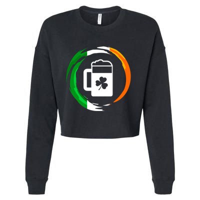 Abstract Beer Of Saint Patrick Day Illustration Gift Cropped Pullover Crew