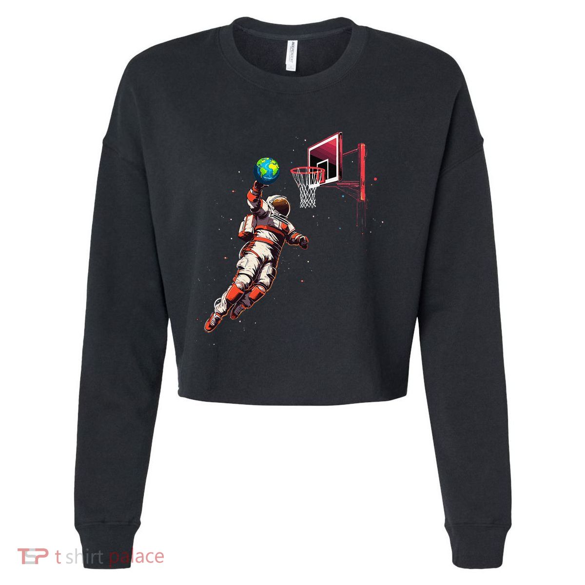 Astronaut Basketball Outer Space Gifts Space Cropped Pullover Crew