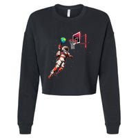 Astronaut Basketball Outer Space Gifts Space Cropped Pullover Crew