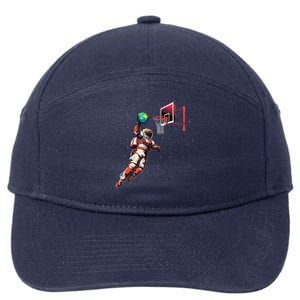 Astronaut Basketball Outer Space Gifts Space 7-Panel Snapback Hat