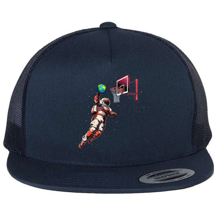 Astronaut Basketball Outer Space Gifts Space Flat Bill Trucker Hat