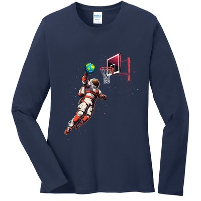 Astronaut Basketball Outer Space Gifts Space Ladies Long Sleeve Shirt