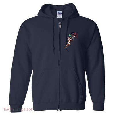 Astronaut Basketball Outer Space Gifts Space Full Zip Hoodie