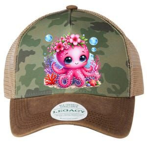 Adorable Baby Octopus Underwater Flower Coral Fish Ocean Sea Legacy Tie Dye Trucker Hat