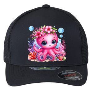 Adorable Baby Octopus Underwater Flower Coral Fish Ocean Sea Flexfit Unipanel Trucker Cap