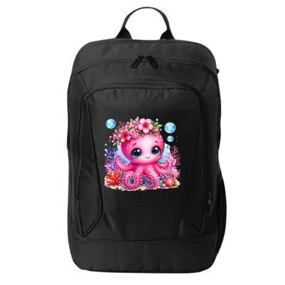 Adorable Baby Octopus Underwater Flower Coral Fish Ocean Sea City Backpack