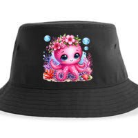 Adorable Baby Octopus Underwater Flower Coral Fish Ocean Sea Sustainable Bucket Hat