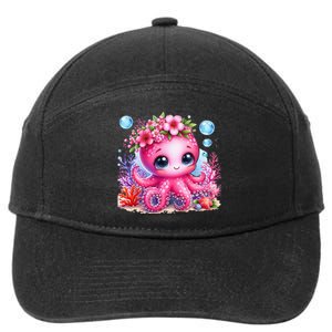 Adorable Baby Octopus Underwater Flower Coral Fish Ocean Sea 7-Panel Snapback Hat