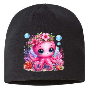 Adorable Baby Octopus Underwater Flower Coral Fish Ocean Sea Sustainable Beanie