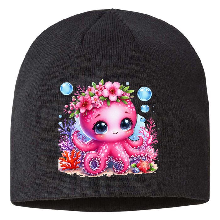 Adorable Baby Octopus Underwater Flower Coral Fish Ocean Sea Sustainable Beanie