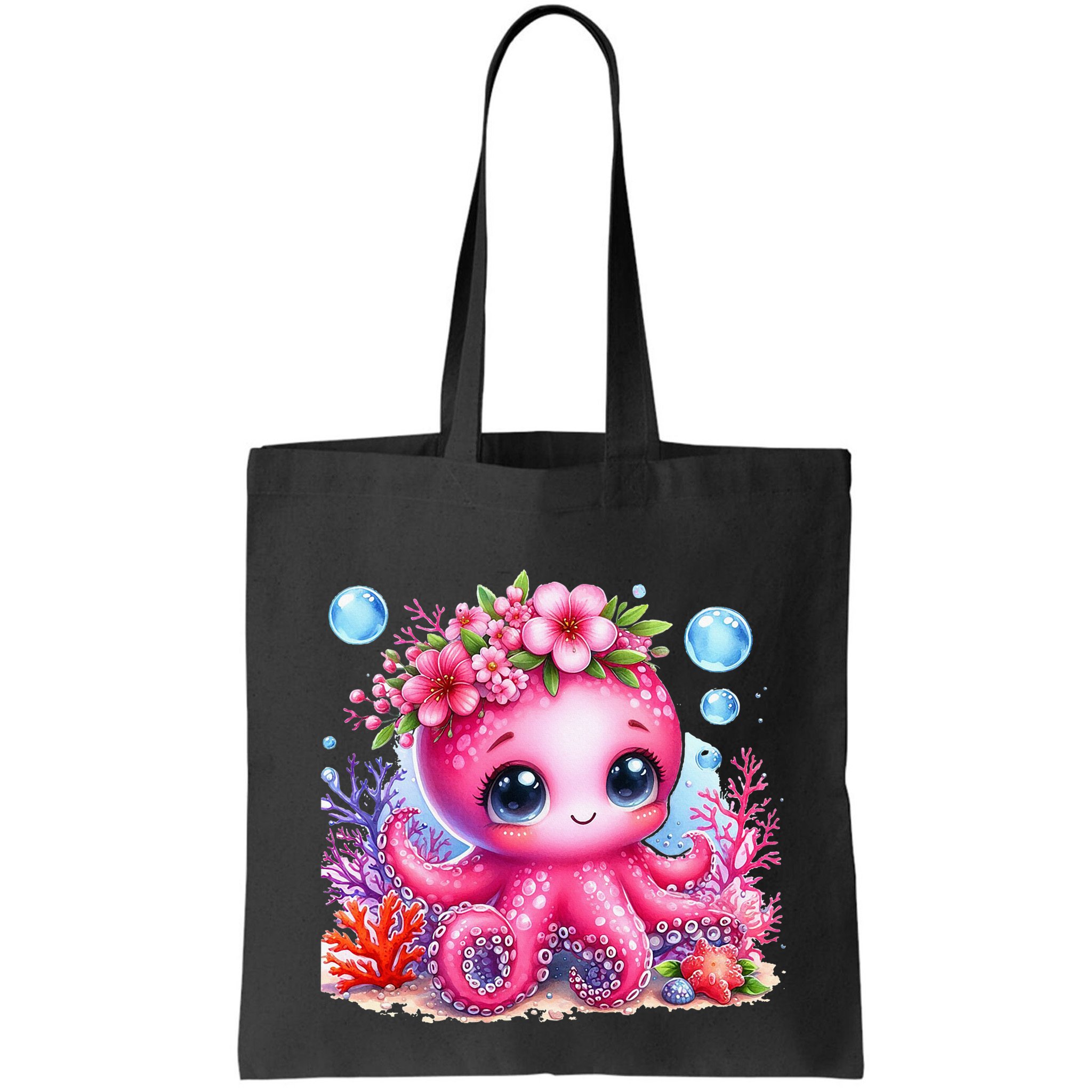 Adorable Baby Octopus Underwater Flower Coral Fish Ocean Sea Bag
