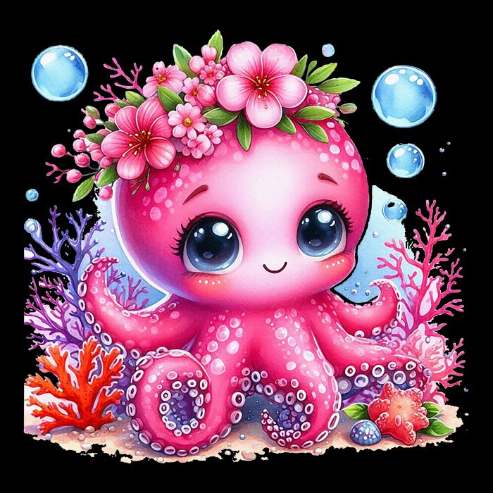 Adorable Baby Octopus Underwater Flower Coral Fish Ocean Sea Bag