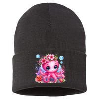 Adorable Baby Octopus Underwater Flower Coral Fish Ocean Sea Sustainable Knit Beanie