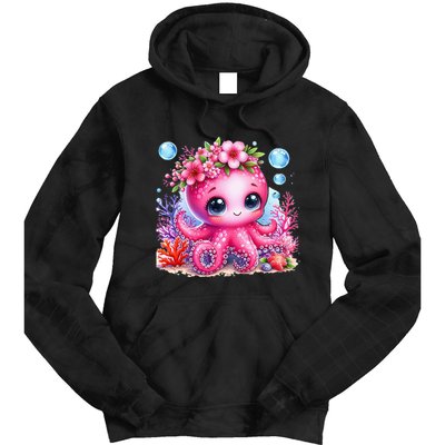 Adorable Baby Octopus Underwater Flower Coral Fish Ocean Sea Tie Dye Hoodie
