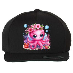 Adorable Baby Octopus Underwater Flower Coral Fish Ocean Sea Wool Snapback Cap