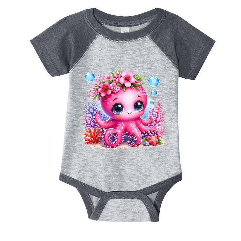 Adorable Baby Octopus Underwater Flower Coral Fish Ocean Sea Infant Baby Jersey Bodysuit