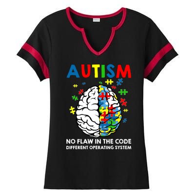 Autism Brain Operating System Ladies Halftime Notch Neck Tee