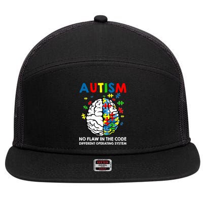 Autism Brain Operating System 7 Panel Mesh Trucker Snapback Hat