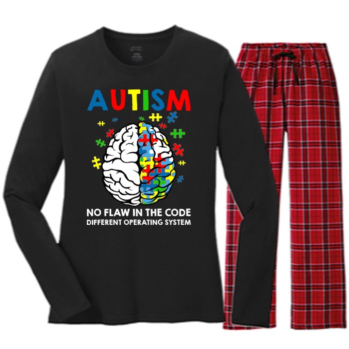 Autism Brain Operating System Women's Long Sleeve Flannel Pajama Set 