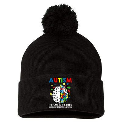 Autism Brain Operating System Pom Pom 12in Knit Beanie