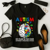 Autism Brain Operating System Women's V-Neck T-Shirt
