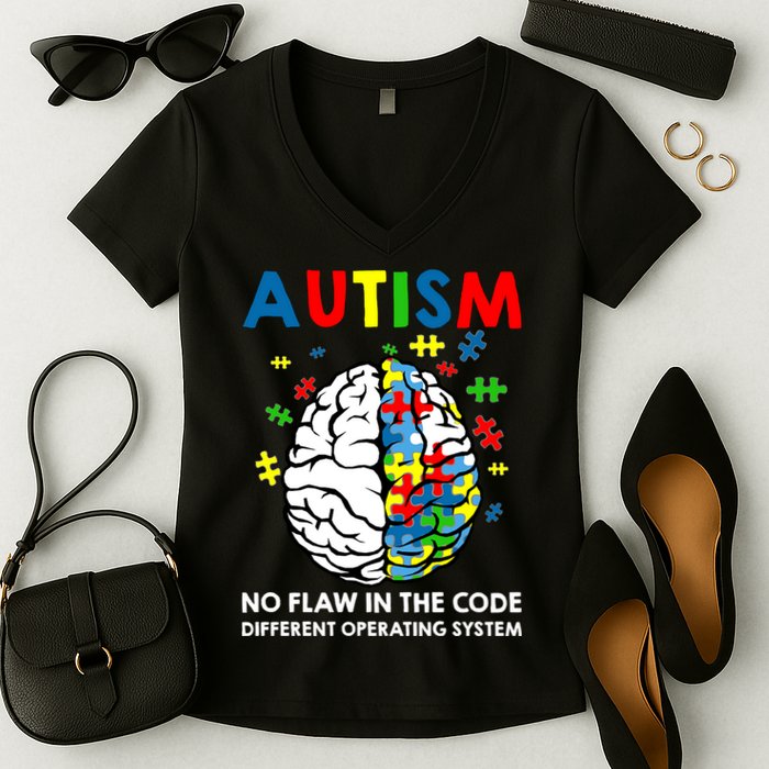 Autism Brain Operating System Women's V-Neck T-Shirt
