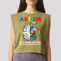 Autism Brain Operating System Garment-Dyed Women's Muscle Tee