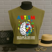 Autism Brain Operating System Garment-Dyed Women's Muscle Tee
