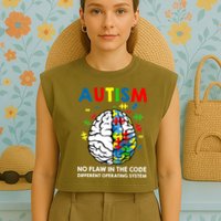Autism Brain Operating System Garment-Dyed Women's Muscle Tee