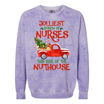 A Bunch Of A Nurses This Side Of The Nuthouse Christmas Colorblast Crewneck Sweatshirt