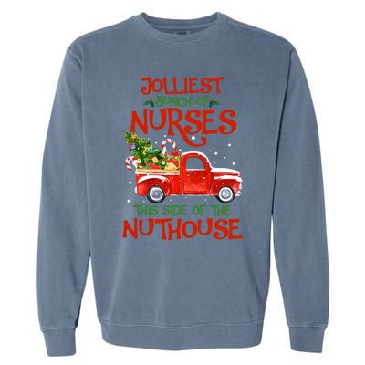 A Bunch Of A Nurses This Side Of The Nuthouse Christmas Garment-Dyed Sweatshirt