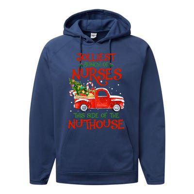 A Bunch Of A Nurses This Side Of The Nuthouse Christmas Performance Fleece Hoodie